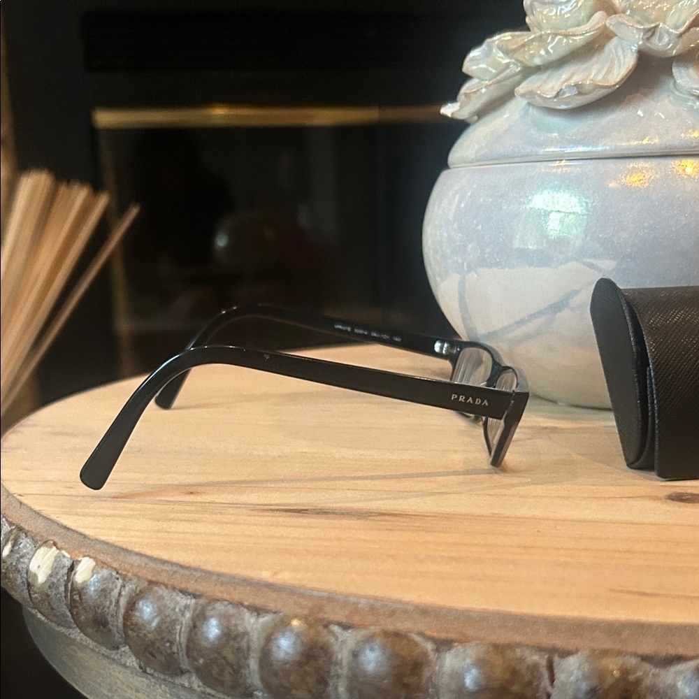 Prada Classic Black Rectangular Eyeglasses Vpr 07… - image 2
